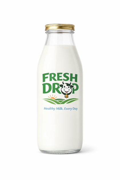 Fresh Drop glass milk bottle