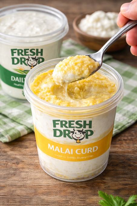Fresh Drop malai curd close up